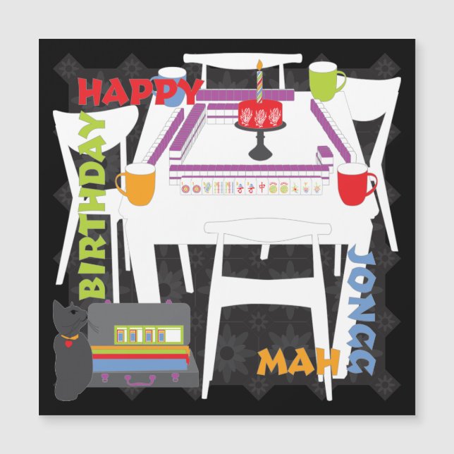 Peças de Mah Jongg e cartão magnético de mesa (Frente)