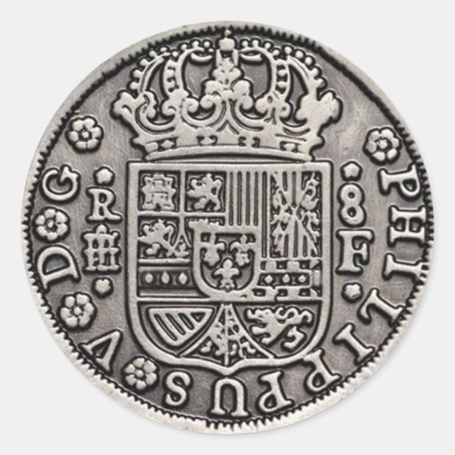 Peças Espanholas de 8 adesivos redondos clássicos (Frente)