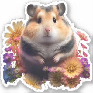 Peças Petais - Adesivo De Hamster Floral Cortado