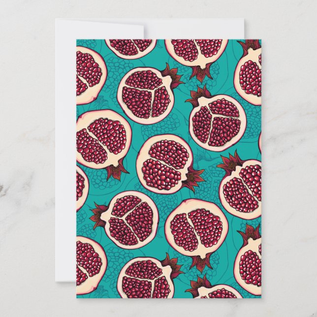 Pedaços de romã em turquesa (Frente)