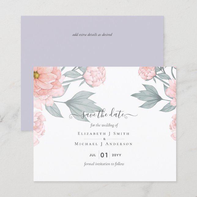 PEDAÇOS ORÇAMENTAIS Casamento de Pêssego Rosa (Frente/Verso)
