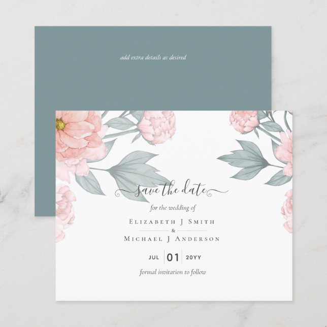 PEDAÇOS ORÇAMENTAIS Casamento de Pêssego Rosa (Frente/Verso)