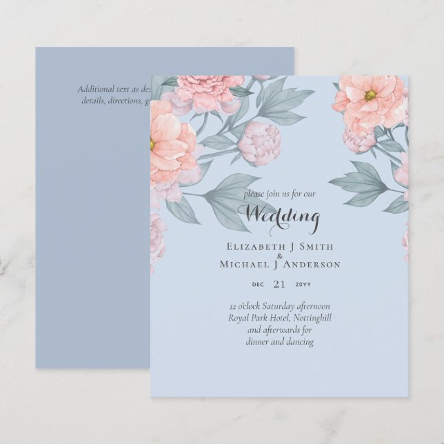 PEDAÇOS ORÇAMENTAIS Casamento de Pêssego Rosa (Frente/Verso)