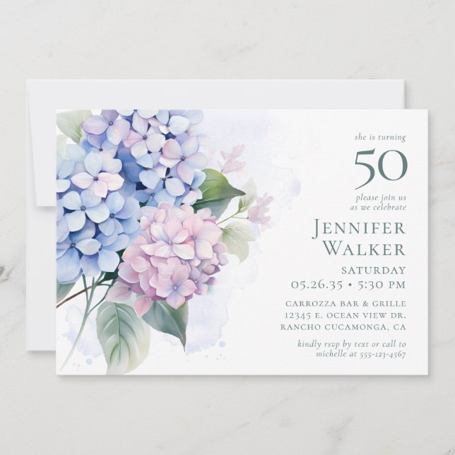 Pedido de Cartão de Aniversário para Hydrangeas Az (Frente)