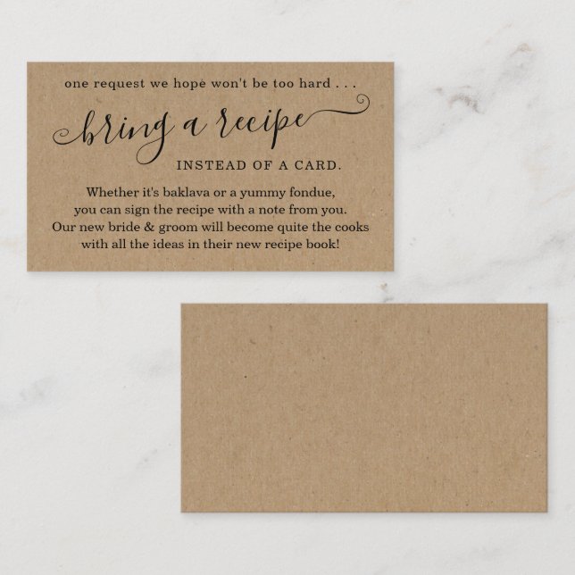 Pedido de Receita para Convite de Chuveiro de Casa (Frente/Verso)