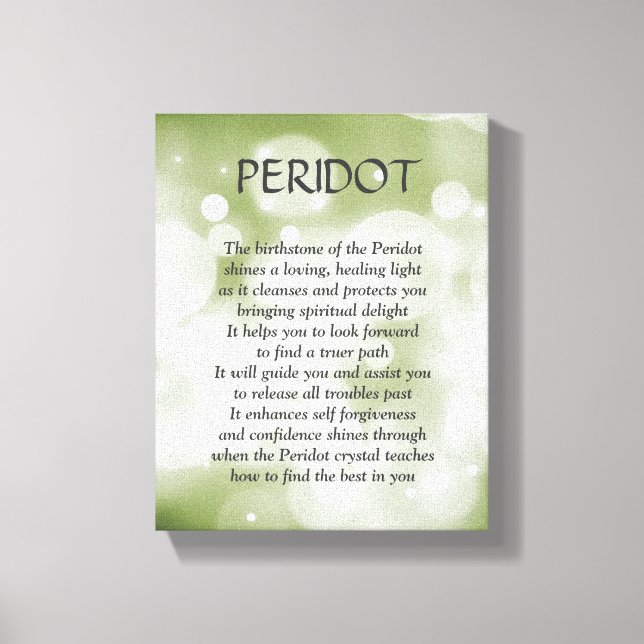 Pedra de nascimento de Peridot - canvas de arte po (Frente)