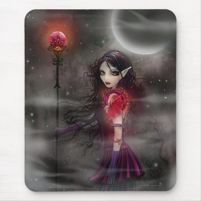 Pedra Relâmpago Fantasia Dragão Fada Mousepad (Frente)