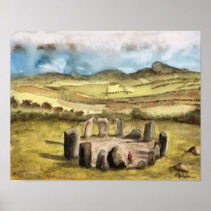 Pedras antigas, Ireland, Aquarela, poster