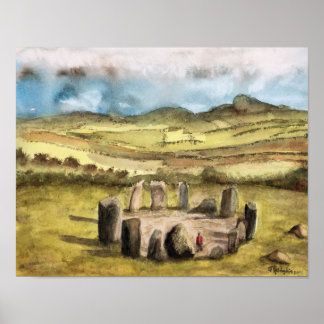 Pedras Antigas, Irlanda, Watercolor, poster