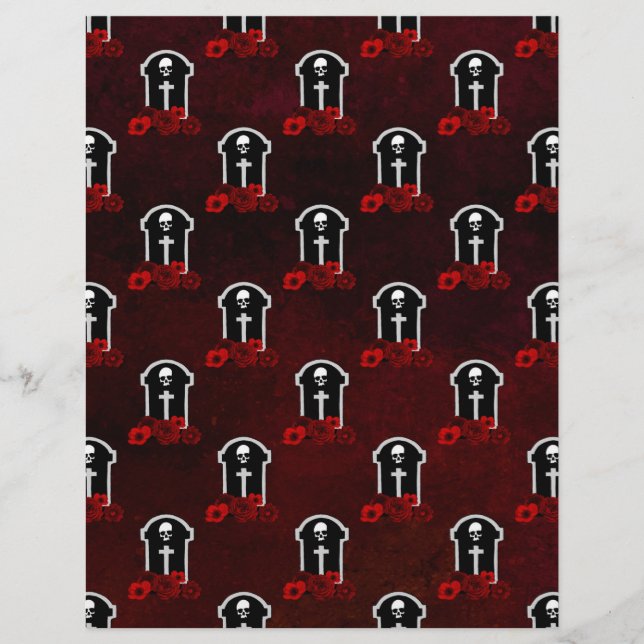 Pedras Tomb e Rosas Papel Scrapbook Halloween (Frente)