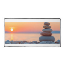 Pedras Zen Balanceadas Oceano Pôr do Sol Grande