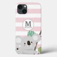 Peek-a-Boo Koala Mama e Baby Stripes Monograma