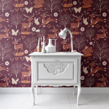 Peel e Stick Padrão de Animais de Reindeer Castanh