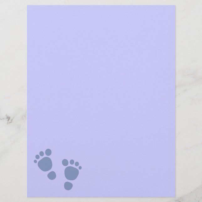 Pegada de Bebê Azul É Um Menino! Papel timbrado 1 (Frente)