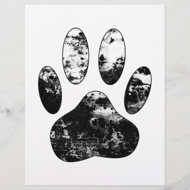 Pegada de cachorro grunge preto e branco (Frente)