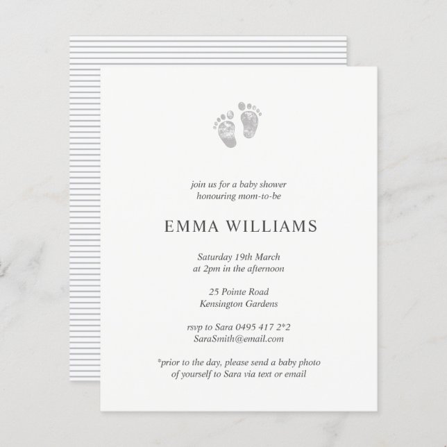 Pegada de Cinza de Convite de Chá de fraldas de Or (Frente/Verso)