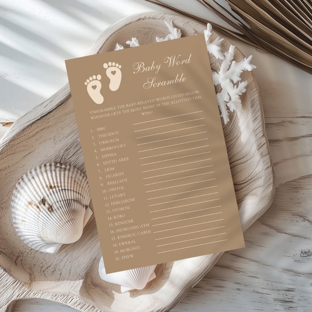 Pegadas Marrons Gênero Revelem Palavras Bebê (Criador carregado)