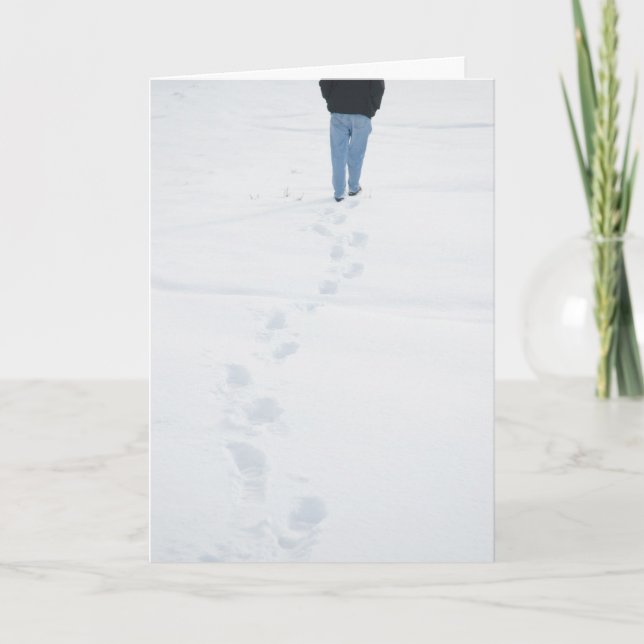 Pegadas na neve nova cartão de inverno (Frente)