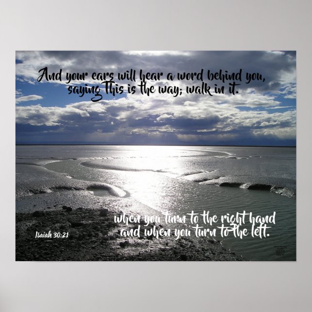 Pegadas No Oceano Isiah 30:21 Poster (Frente)