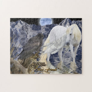 Pegasus & Black Raven Fantasy Art Quebra-cabeça