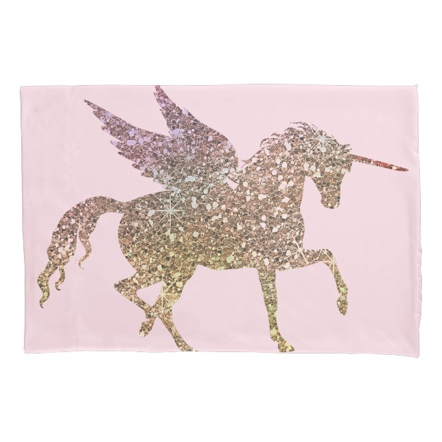 Pegasus Cavalo Unicórnio Brilho Dourado da Moda (Frente)