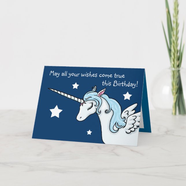 Pegasus Unicorn Deseja Cartão de Aniversário (Frente)