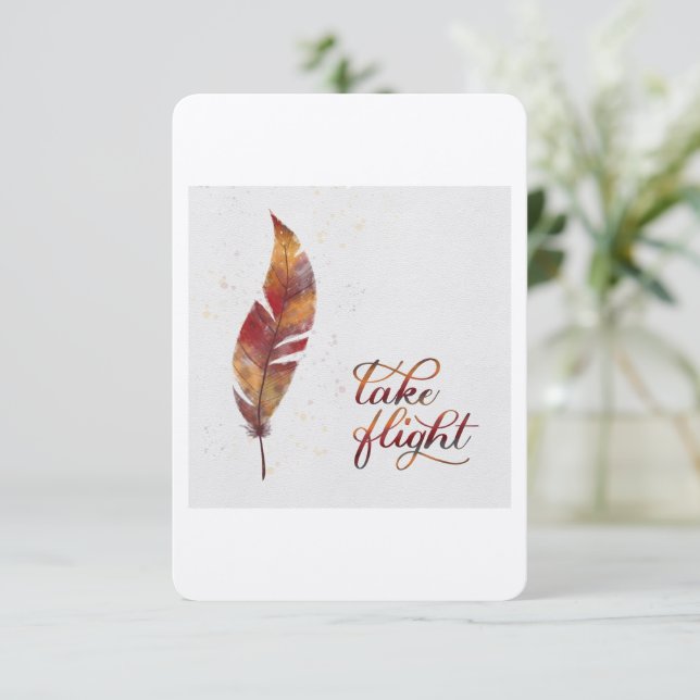 Pegue o cartão de voo com pena (Em pé/Frente)