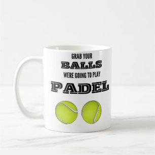 Pegue suas bolas, vamos tocar caneca de padel