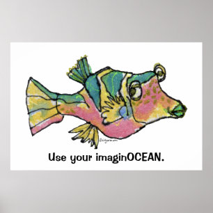 Peixe de desenho 001 ImaginOCEAN Poster Large