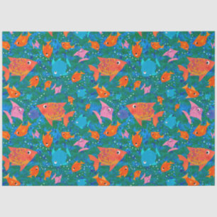 Peixe divertido colorido no papel tecidos do mar