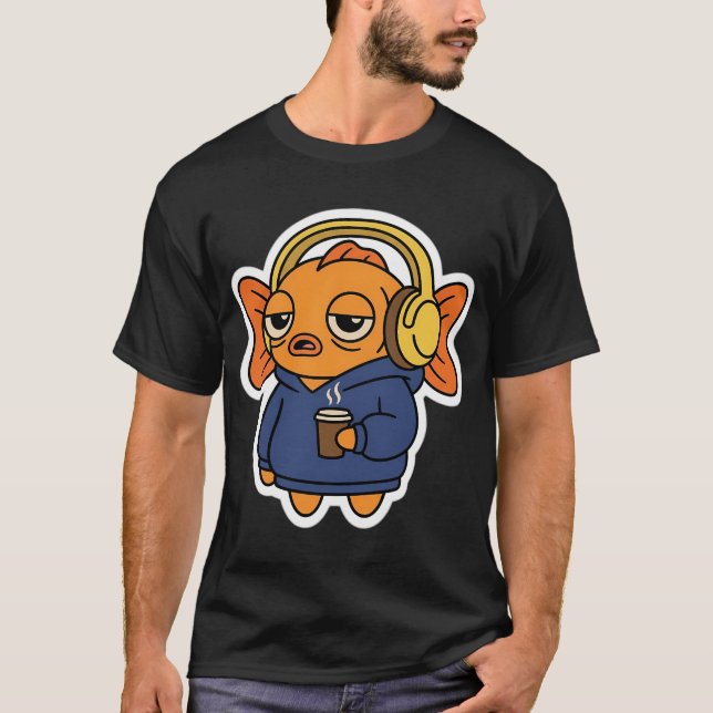Peixe Dourado Sonolento com Café – Camiseta Divert (Frente)