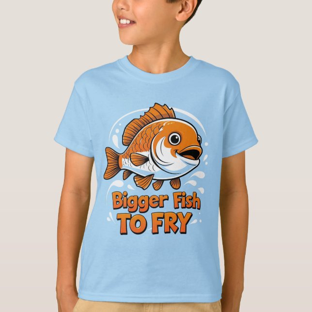 Peixe Maior Para Fry!! T-Shirt dos rapazes (Frente)