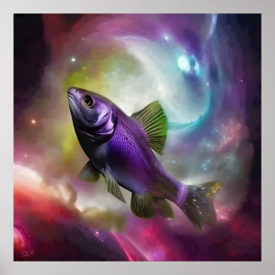 Peixe Voador Cósmico Impressão de Arte Digital Fan
