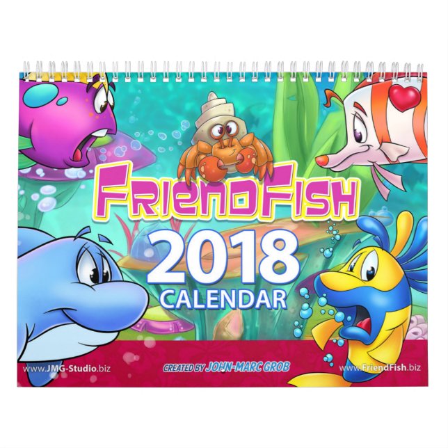 Peixes 2018 dos desenhos animados do calendário de (Capa)