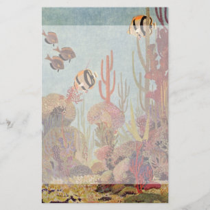 Peixes Angélicos em Coral, Peixes Tropicais Vintag