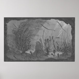 Peixes de impressão de aquário antigo