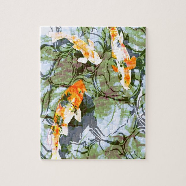 Peixes de Koi 8" x 10" quebra-cabeça com lata (Vertical)