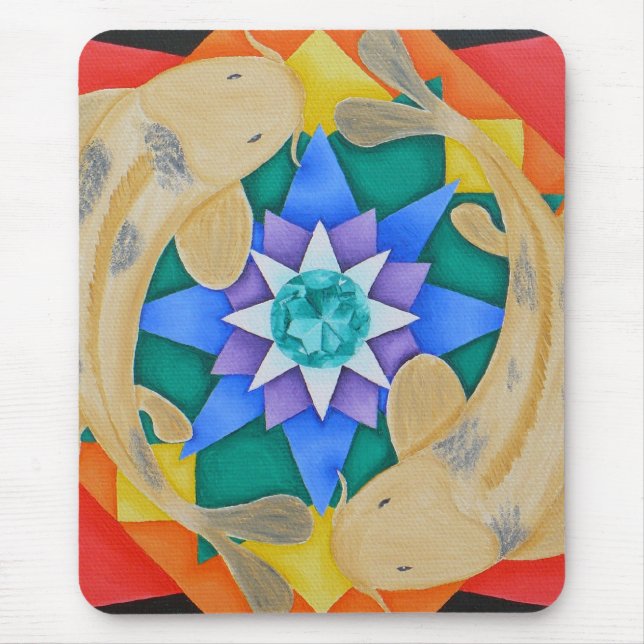 Peixes de Koi e Lotus Mousepad (Frente)
