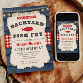 Peixes de quintal Fry 100º Convite de Aniversário