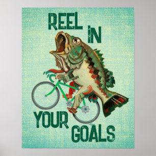 Peixes Dirigindo Um Poster de Motivação Verde Bici