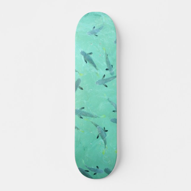 Peixes do Fiji nadando em um skate claro e azul (Frente)