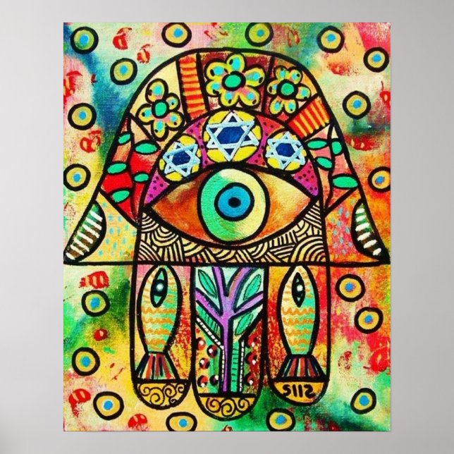 Peixes do mar do morto Hamsa Poster (Frente)