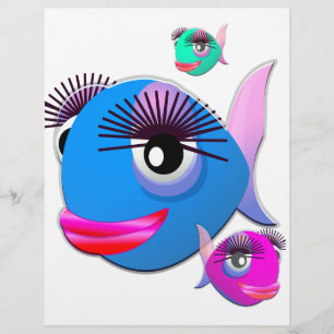 Peixes dos desenhos animados com lábios e as