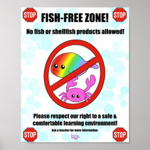 Peixes e crustáceos Alergia Poster