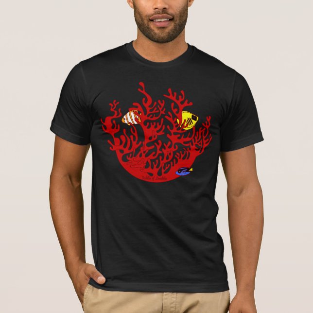 Peixes e t-shirt da arte do Doodle do coral (Frente)
