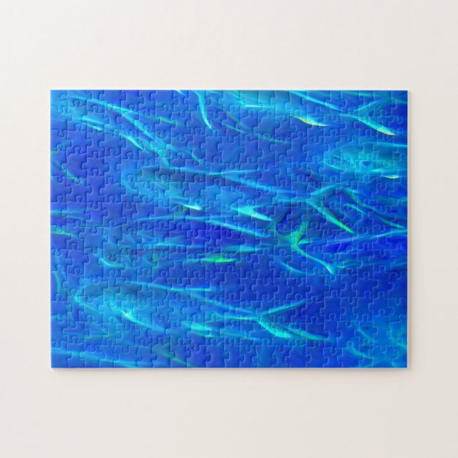 Peixes Escolares Foto Quebra-Cabeça 11x14 com Caix (Horizontal)