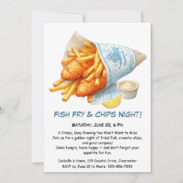 Peixes-fritos e Chips - Convite de festas de maris