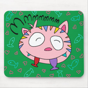 Peixes Mousepad do amor do gatinho de Handrawn