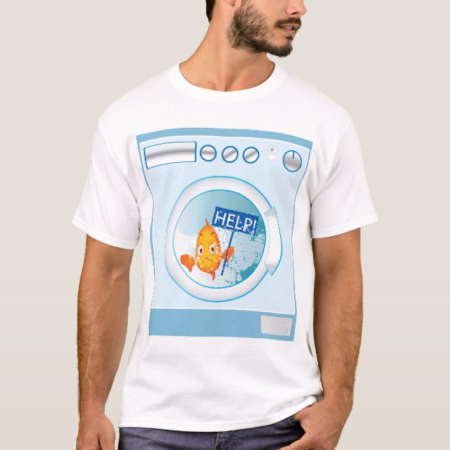 peixes no t-shirt da máquina de lavar (Frente)