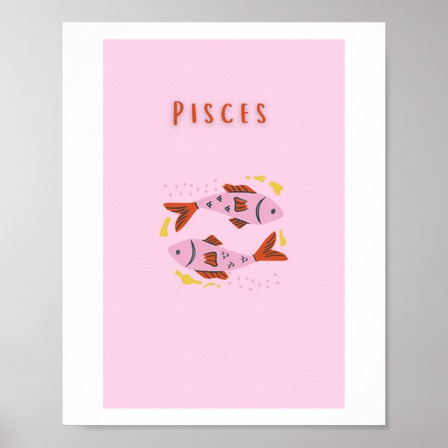 Peixes Rosa, zodíaco, impressão de signo estelar (Frente)